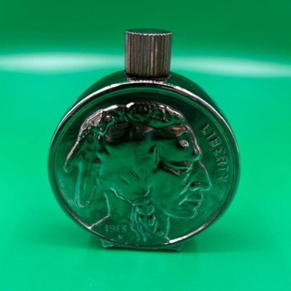 Avon Buffalo Nickel Aftershave Bottle Only Mens 5oz Silver Wild Country Vintage